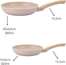 Jogo de Panelas Indução Antiaderente 12 peças, Revestimento Cerâmico, Alumínio Fundo Triplo (Vanilla)