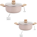 Jogo de Panelas Indução Antiaderente 12 peças, Revestimento Cerâmico, Alumínio Fundo Triplo (Vanilla)