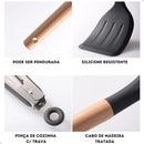 Kit 12 Utensílios De Cozinha Em Silicone E Cabo De Madeira Jogo De Utensílios Resistente ao Calor Antiaderente Premium GAXMARK