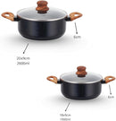 Jogo de Panelas Indução Antiaderente 12 peças, Revestimento Cerâmico, Alumínio Fundo Triplo (Vanilla)