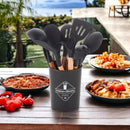 Kit 12 Utensílios De Cozinha Em Silicone E Cabo De Madeira Jogo De Utensílios Resistente ao Calor Antiaderente Premium GAXMARK