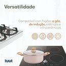 Jogo de Panelas Indução Antiaderente 12 peças, Revestimento Cerâmico, Alumínio Fundo Triplo (Vanilla)