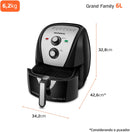 MONDIAL Fritadeira Sem Óleo Air Fryer 6L, Preto/Inox, 1900W, 110V/220V - AFN-60-BI